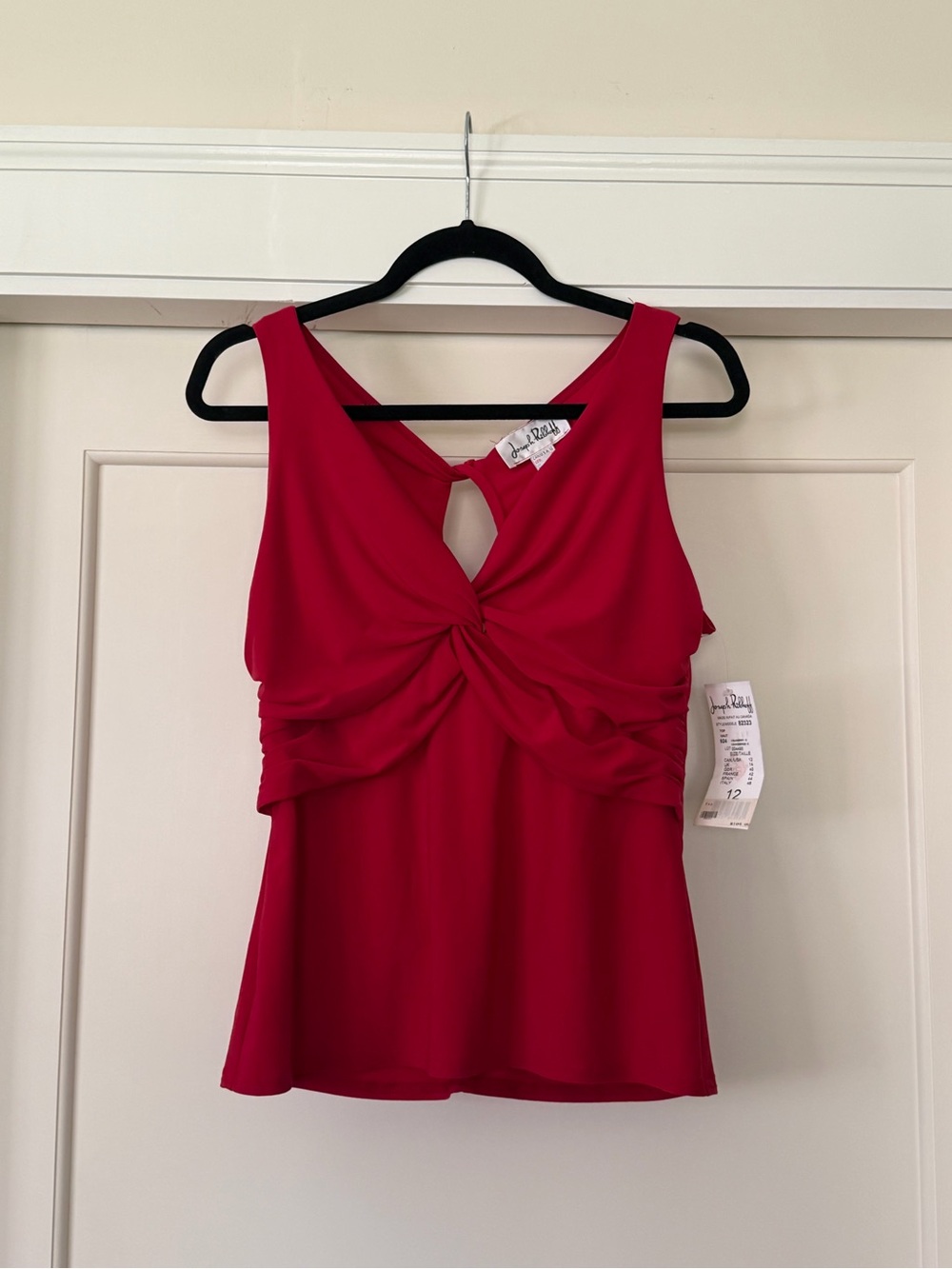 Joseph Ribkoff Cranberry Twist Front Sleeveless Top Keyhole Back 12 NWT